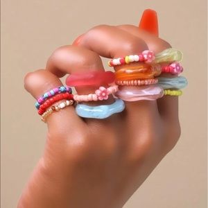 3/$33🪐urban 14pc resin&beaded ring set